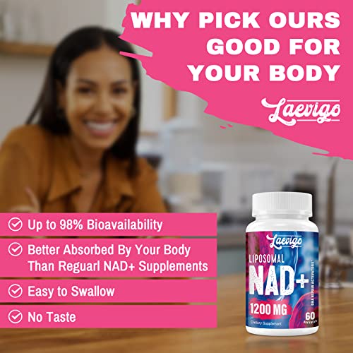 1200mg Liposomal NAD+ Supplement, Ultra Purity Actual NAD Supplement, Enhanced Absorption, Boosting NAD+, Age Defense, Energy, Metabolic Repair, Optimal NAD Supplement, 60 Softgels