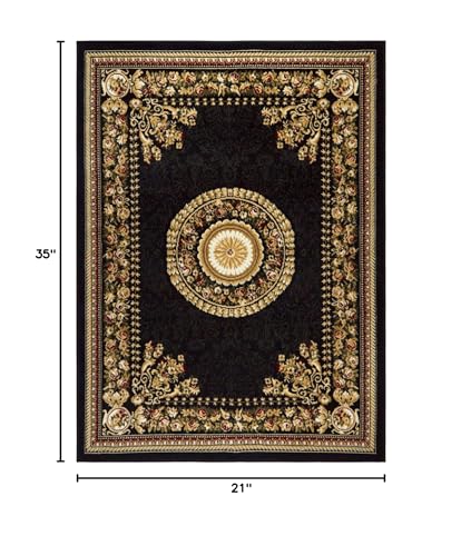 Home Dynamix Optimum Area Rugs, 21"X35", Medallion Black