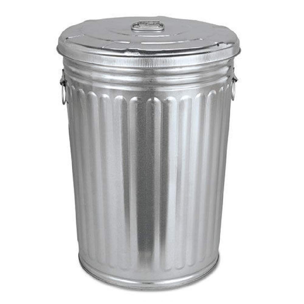 KCHEX Pre-Galvanized Steel Trash Can - Round, 20gal, Gray, with Lid - Outdoor Garbage Can