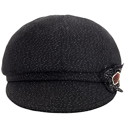 Juiterchy Women Retro Classic Visor Newsboy Cabbie Cap Beret Hats with Flower Buckle for Woman Ladies