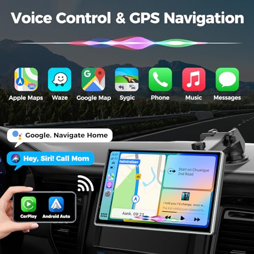 JATAZA 7" Wireless Apple CarPlay Android Auto Screen for Car - 4K Dash Cam, GPS Navigation, HD Touchscreen, AirPlay, 1080P Backup Camera, Car Stereo