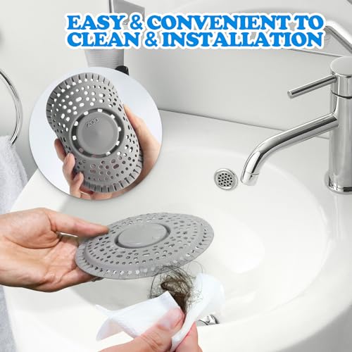 zaa Shower Drain Hair Catcher, 2 Pack Premium Silicone Drain Protector & Shower Drain Cover for Flat/Regular Drains of Shower Room, Bathroom, Sink, Black