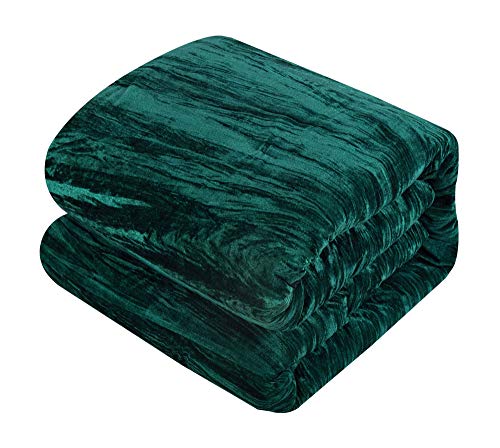 Chic Home Westmont 4 Piece Comforter Set Crinkle Crushed Velvet Bedding-Decorative Pillow Shams Included, Queen, Green