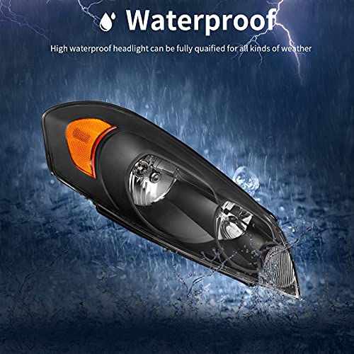 AUTOSAVER88 Headlight Assembly Compatible with 2006-2013 Chevy Impala 06 07 Chevy Monte Carlo Replacement Headlamp Black Housing Amber Reflector Clear Lens