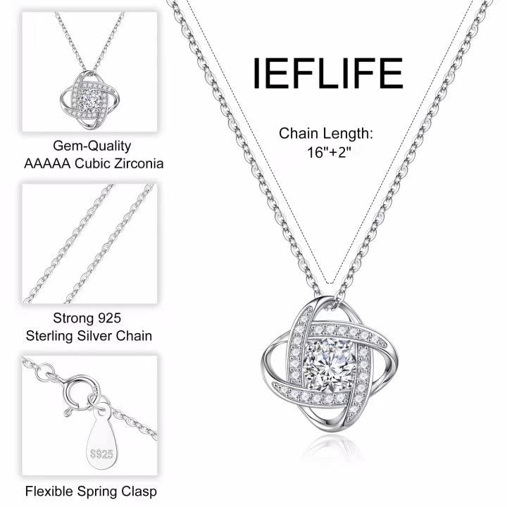 IEFLIFE Sister Gifts Sister Necklace, 925 Sterling Silver Love Knot Pendant Necklace Sister Jewelry Mothers Day Valentines Gifts Sister Gifts from Sister for Her