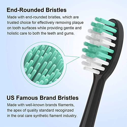 Everystep Replacement Toothbrush Heads 10 Pack for AquaSonic Black Series for Vibe Series Black Series pro, and for Duo Series pro Electric Toothbrush,Balck