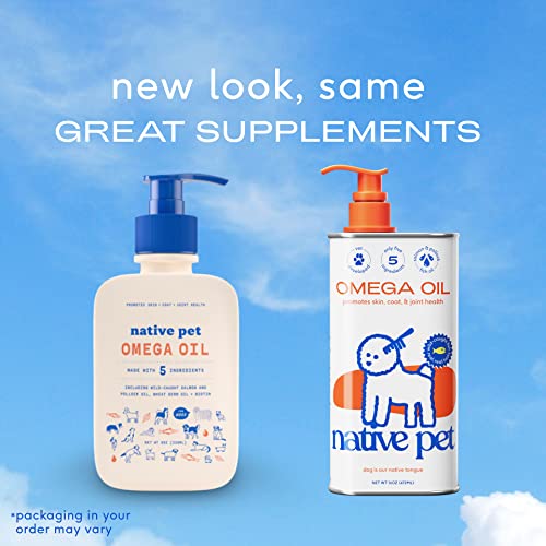 Native Pet Omega 3 Fish Oil Supplements with Omega 3 EPA DHA for Dogs Liquid Pump is Easy to Serve, Supports Itchy Skin + Mobility - a Fish Oil Dogs Love! (16 oz)