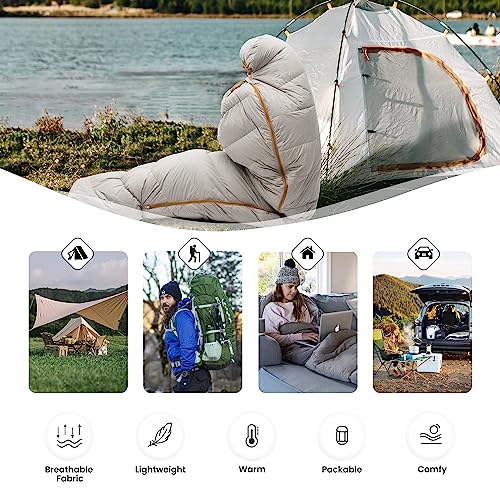 MOUNTAINTOP Down Fill Sleeping Bag for Adults Ultralight Backpacking Sleeping Bag Comfort with Compression Sack - 4 Seasons for Camping Hiking Traveling