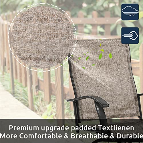 UDPATIO Outdoor Swivel Bar Stools Set of 2,Outdoor High Bistro Stools with Waterproof Textile Fabric,Armrest,Footrest,All Weather Bar Height Patio Chairs for Poolside, Garden, Backyard,Brown