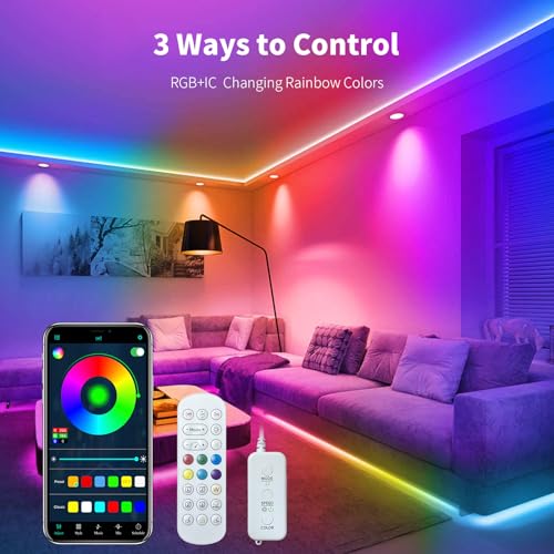 Ustarus Neon LED Strip Lights White Dimmable 20ft 24V 2700K-6500K, Rope Tape Light IP65 Waterproof with Remote, LED Ribbon for Kitchen Under Cabinet Bedroom Mirror Indoor Daylight Warm White