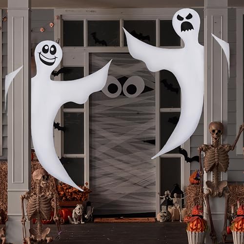 JOYIN 2 Pack 53" Halloween Bendable Tree Wrap Ghost for Halloween Decoration Outdoor, Lawn Decor, Tree, Pilar Decorations, Ghost Party Supplies