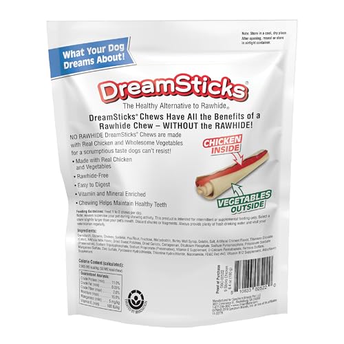 DreamBone DreamSticks, Rawhide Free Dog Chew Sticks Made with Real Chicken and Vegetables, 9 Sticks
