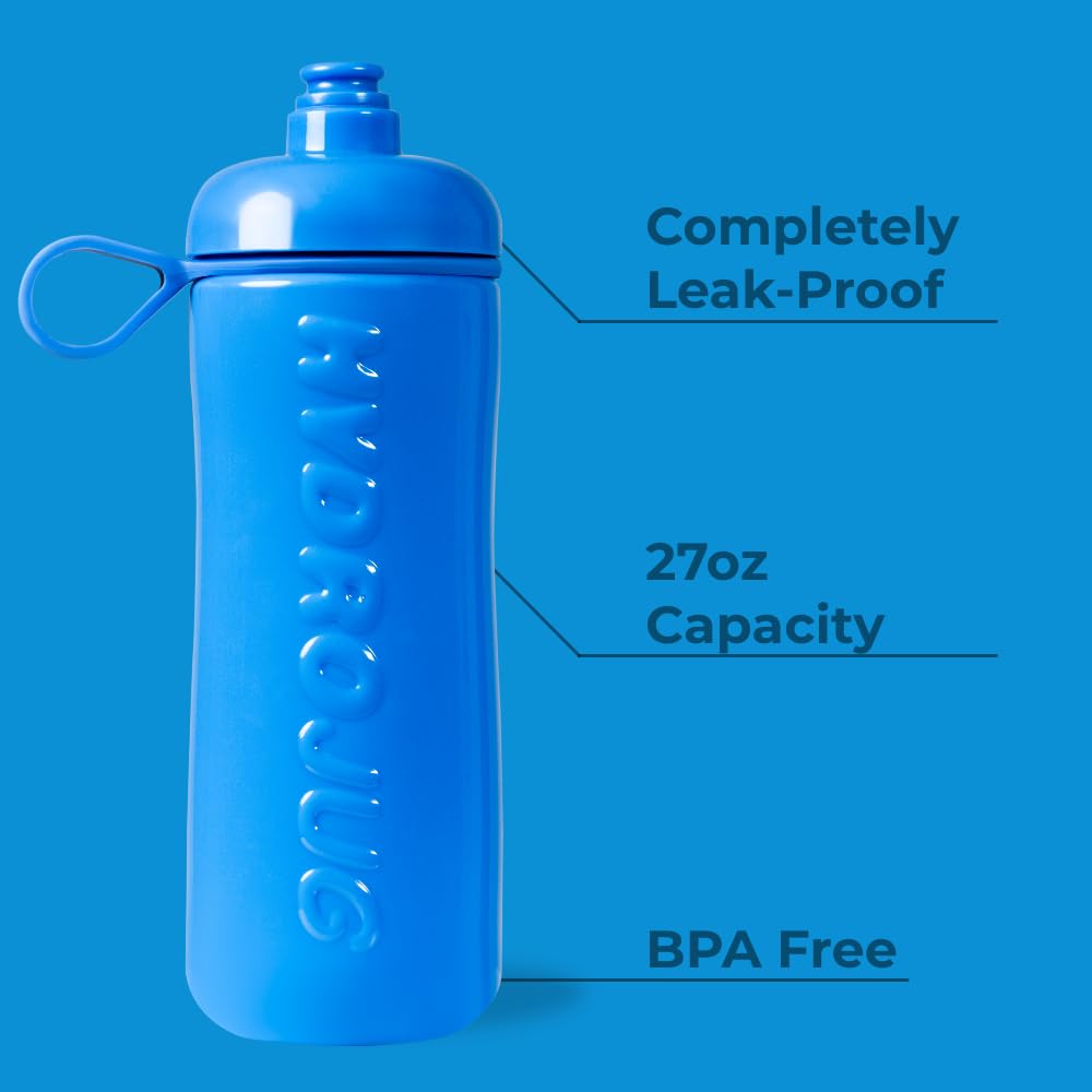HydroJug Squeeze - 27oz Water Bottles, Sports Water Bottle with Push Cap, Quick & Easy Hydration, Gym Water Bottles, Easy Squeeze Bottle, Cobalt