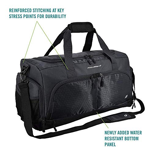 Ultimate Gym Bag 2.0: The Durable Crowdsource Designed Duffel Bag with 10 Optimal Compartments Including Water Resistant Pouch (Black, Small (15"))
