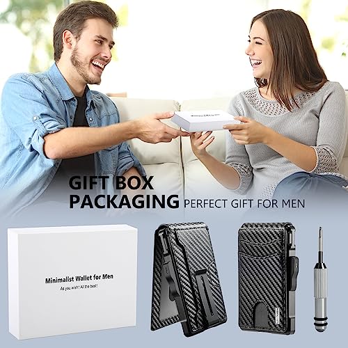 umoven Wallet for Men - with Money Clip Slim Leather Slots Credit Card Holder RFID Blocking Bifold Minimalist Wallet, Black