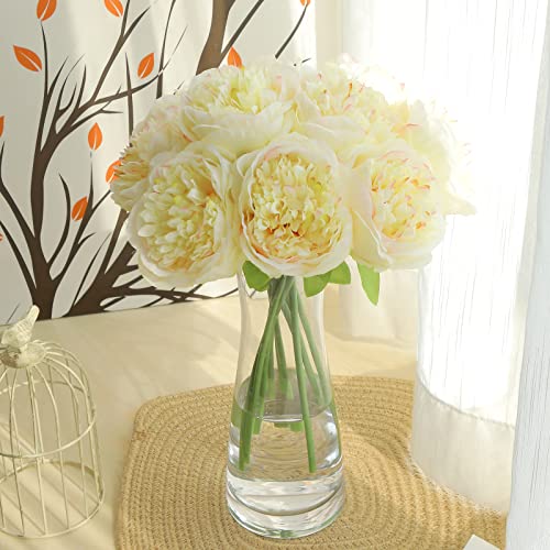 U'Artlines 10 Heads Artificial Peony Silk Flower Leaf Home Office Wedding Party Festival Bar Decor (Black)