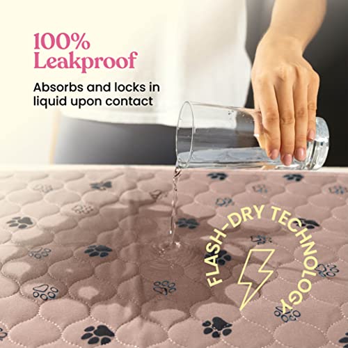 Super Absorbent Washable Pee Pads for Dogs - 2-Pack Superior Reusable Puppy Pads Pet Training Pads –100% Waterproof Dog Pee Pad Protects Against Urine Leakage Non-Slip Grip Prevents Slipping& Bunching