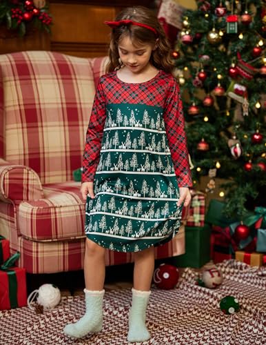 Arshiner Girls Nightgowns Long Sleeve Print Pajamas Nightdress for Kids Soft Sleep Wear Nighties(Purple Panda,7-8Y)