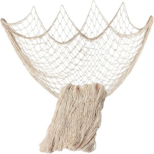 Rosoz Nature Fish Net Wall Decoration with Shells, Ocean Themed Wall Hangings Fishing Net Party Decor for Pirate Party,Wedding,Photographing Decoration