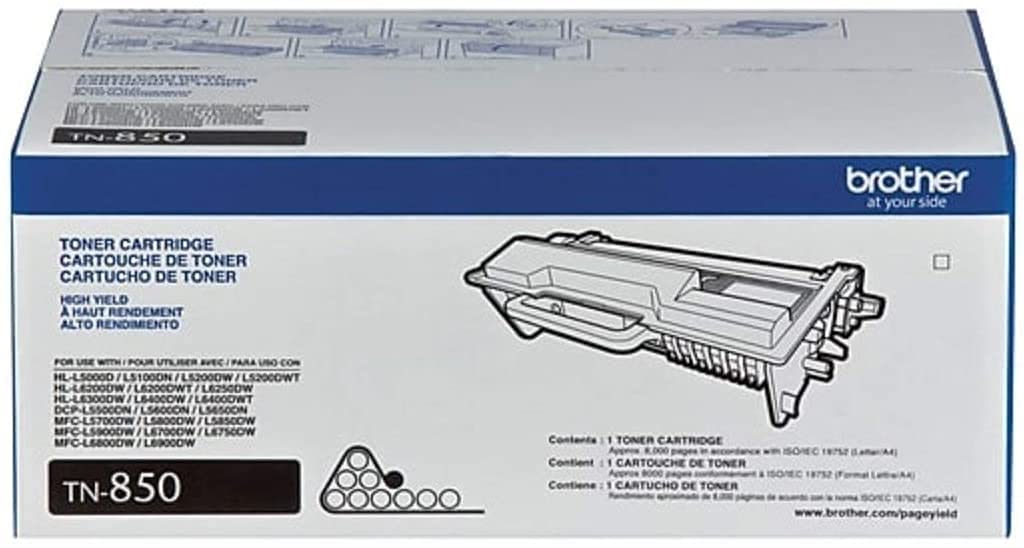 Brother Genuine TN850 3-Pack High Yield Black Toner Cartridge with Approximately 8,000 Page Yield/Cartridge