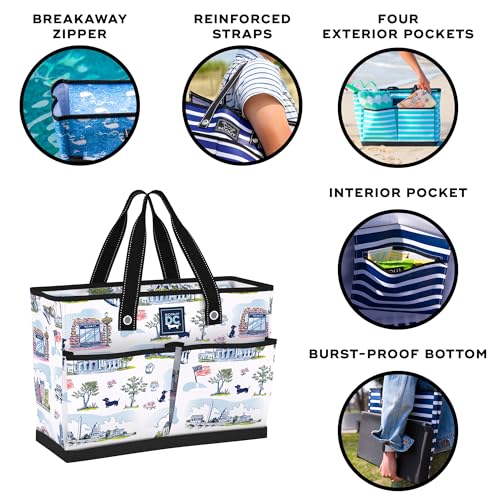 SCOUT BJ Bag - Large, Utility Tote Bag for Women, Nurses, Teachers and Moms with Zipper & 4 Exterior Pockets for Organizing.