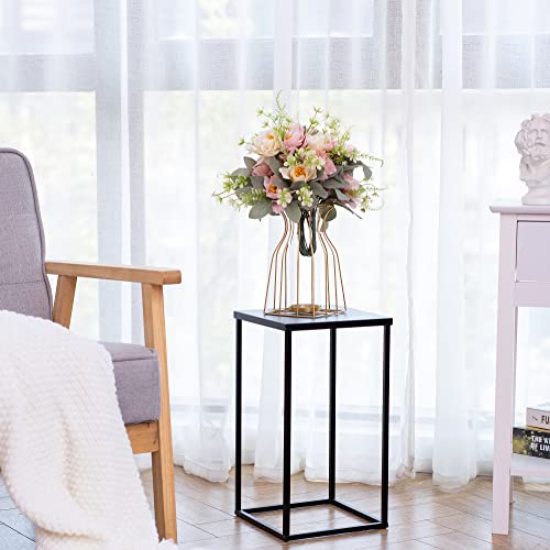 Black Plant Stand Pedestal Stand - 2 Pcs Metal Plant Stand, 15.75in Tall Flower Stand Vase Flower Holder, Wedding Centerpieces for Table, Corner Planter Pot Rack for Living Room, Home, Patio Decor