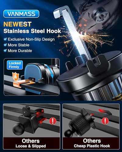 VANMASS 【2024 Newest & Strongest Military-Grade Cert Car Phone Holder Mount【Over 60LBS Suction】 Dashboard Windshield Cell Automobile Cradles Truck Hook Vent for iPhone 15 Pro Max 14 13 12 Samsung, Black