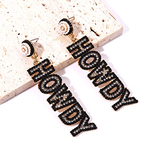 Western Cowgirl Earrings for Women Sparkle Rhinestone Cowboy Boot Hat Dangle Earrings Hypoallergenic Bachelorette Party Howdy Dangling Earrings Nashville Rodeo Country Concert Outfits for Women (cowgirl earrings A Set)