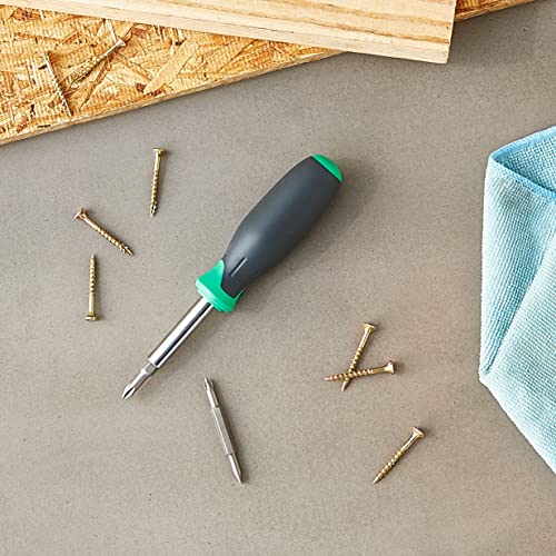 Amazon Basics 6 In 1 Multi-Bit Screwdriver/Nut Driver, Multicolor(Silver, Northern Glow Green, Grey)(Previously Denali brand)