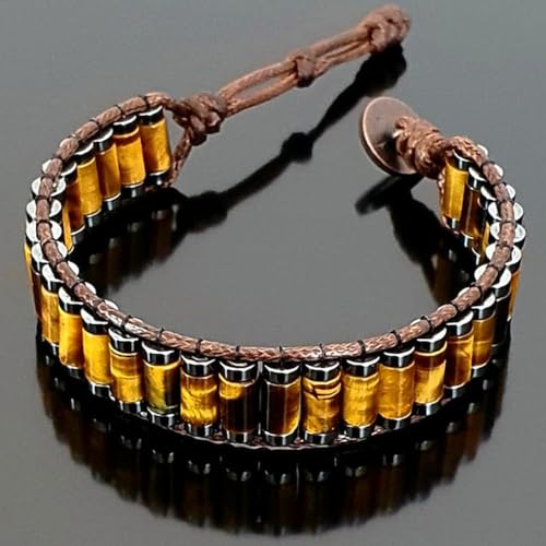 KSQS Healing Stone Chakra Wrap Bracelet for Women, Hematite Energy Bead Protection Bracelet for Anxiety and Stress, Jasper Leather Cuff Bracelet(#5)