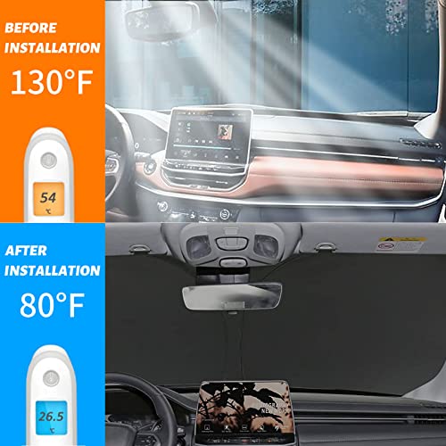 Moricere Upgrade Windshield Sun Shade with USA Flag for Toyota 4Runner 2017-2023, Foldable Windshield Sun Visor Blocks UV Rays