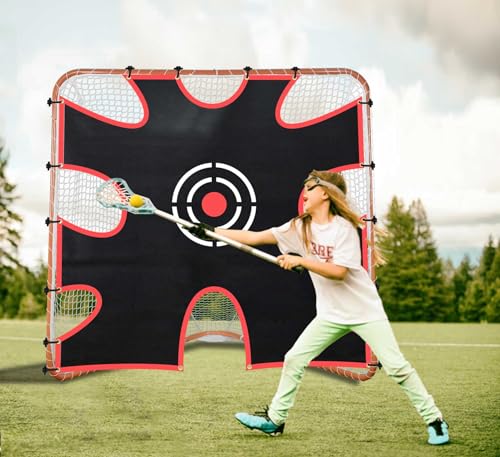 Doubleriver Lacrosse Goal Target Lacrosse Target for Goal 6x6FT Lacrosse Goal Shooting Target with 9-Pocket Practice Accuracy Circle