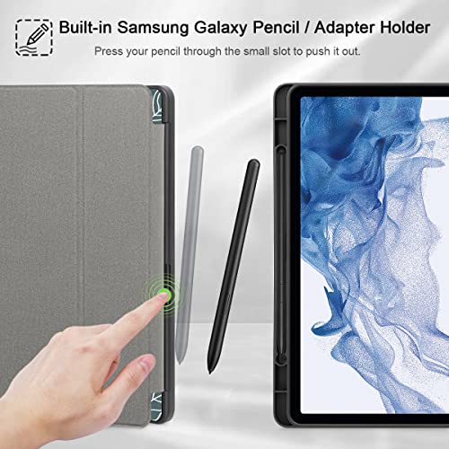 Tuiklol Case for Samsung Galaxy Tab S9 FE (5G) 10.9 inch & Tab S9 11 Inch 2023 Release Built-on S-Pen Holder, Slim Hard Shell Case Smart Trifold Stand Cover Auto Wake/Sleep,Lion
