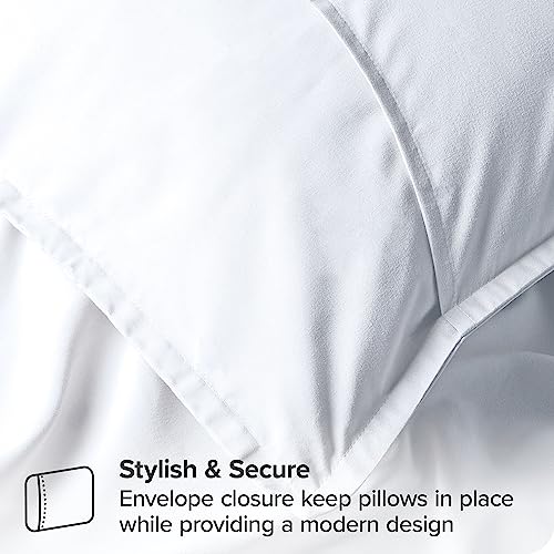 Bare Home Standard Pillow Sham Covers - Set of 2 - Premium 1800 Ultra-Soft Microfiber - Double Brushed - Bed Pillow Shams - Pillows Not Included (Set of 2, White)