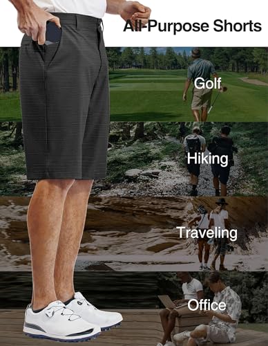 PULI Mens Shorts Casual 12" Golf Hybrid Lightweight Stretch Travel Hiking Quick Drying with Pockets Black 30