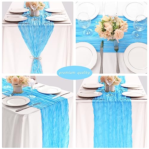 12 Pack 13Ft Cheesecloth Table Runner 35x157 Inch Boho Gauze Cheese Cloth Long Rustic Table Runner for Wedding Bridal Shower Birthday Party Table Decor (Dusty Pink)