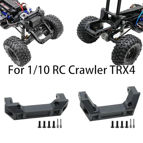 Linsvirgo 2 PCS 1/10 RC Crawler CNC Aluminum Alloy Front & Rear Bumper Mount Fit for 1/10 RC Truck Crawler TRAXAS TRX4 Land Rover Defender/Sports Edition Upgrade Replacement Part Accessory - Black