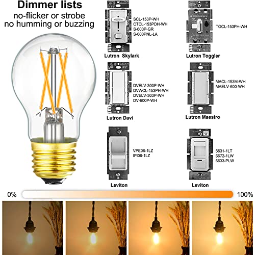 Leools Dimmable E26 led Bulb 6W Equal 60 watt Vintage LED Edison Bulb AC120V 2700K A15 LED Bulb for Ceiling Fan Light Bulbs,Appliance Bulb and Refrigerator Light Bulb 600LM Clear Medium 6Pack