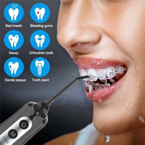 Cordless Water Dental Flosser Teeth Cleaner, INSMART Professional 300ML Tank DIY Mode USB Rechargeable Dental Oral Irrigator for Home and Travel, IPX7 Waterproof 6 Modes Irrigate for Oral Care