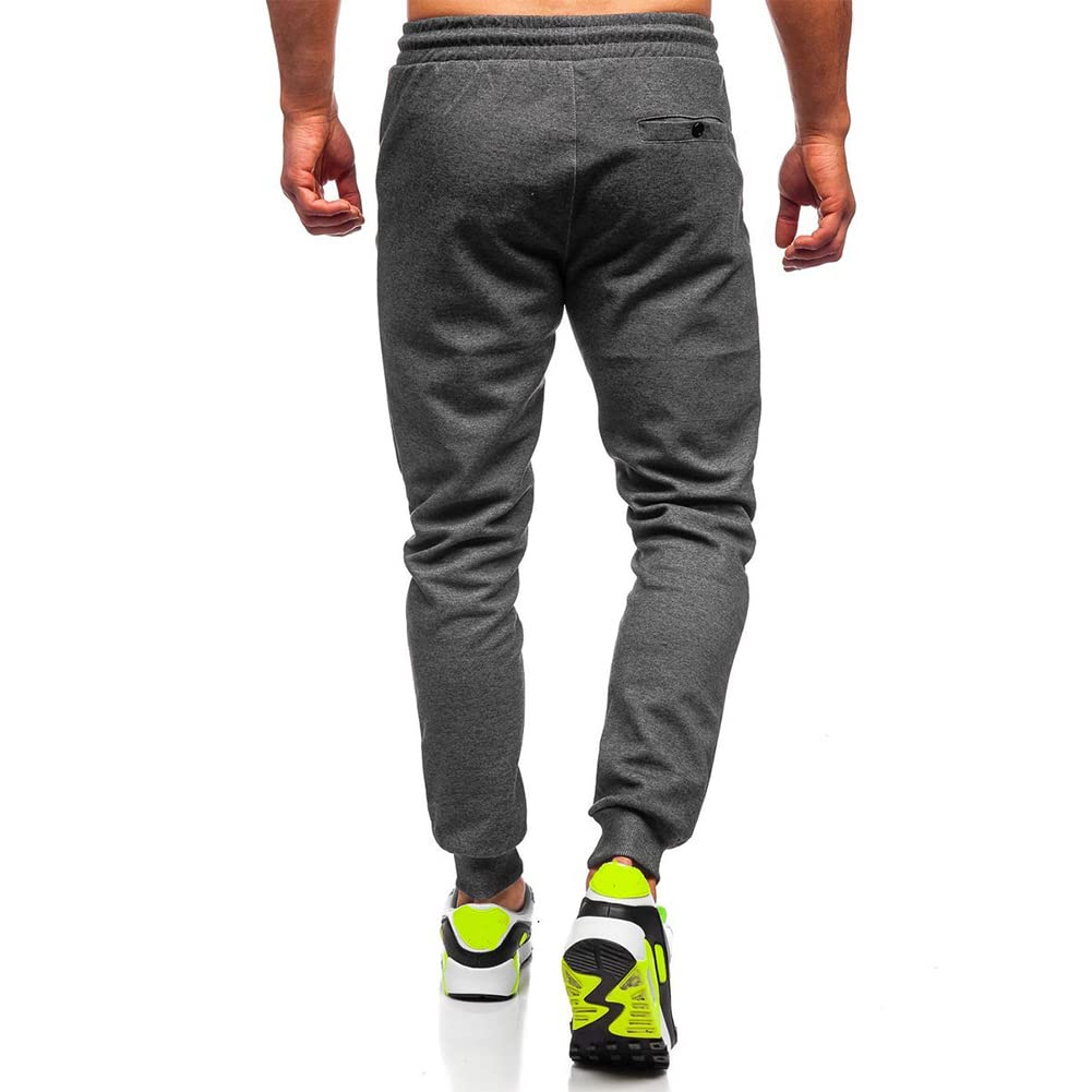 BUXKR Mens Casual Joggers Sweatpants for Jogging,Running or Athletic Activities,Dark Grey,L