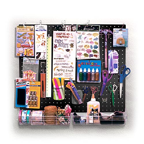 Azar Displays 900945-BLK The DIY Multi-purpose 70-piece Pegboard Wall Organizer Kit with Two Panels and Accessory Assortment, Panel Sizes: 13.5” W x 22” H each, Black