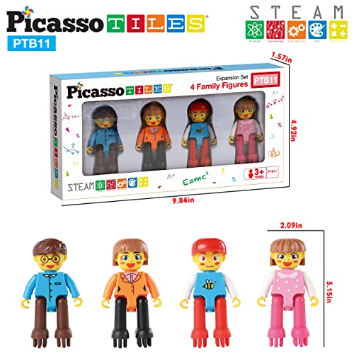 Picasso Toys Hedgehog Blocks 4 Family Action Character Figures Toddler Toy Construction Building Tile Block Expansion Pack Educational Add-on STEM Learning Smart Game Kit Toys Pretend Playset Age 3+