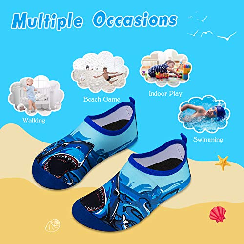 WateLves Kids Water Shoes Girls Boys Toddler Indoor House Slippers Barefoot Non-Slip First Walking Home Socks Shoes (Woven/Black, 34/35)