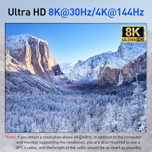 2 Displayport + HDMI USB 3.0 KVM Switch 3 Monitors 3 Computers, 8K@60Hz,4K@144Hz Triple Monitor KVM with 4 USB 3.0 Ports, KVM Triple Monitor Keyboard Mouse Switcher,Included KVM Cables