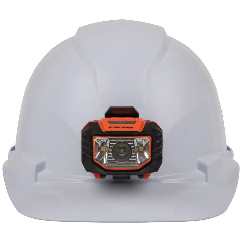 Klein Tools 60107 Hard Hat, Light, Non-Vented Cap Style, Padded, Self-Wicking Odor-Resistant Sweatband, Tested up to 20kV, White