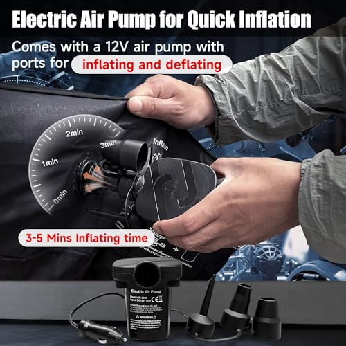 DikaSun Inflatable SUV Air Mattress Bed Car Mattress for SUV, Double-Sided Flocking Travel Camping Bed Car Air Mattress, Car Sleeping Mattress Bed for Universal SUV with Car Air Pump 2 Pillows