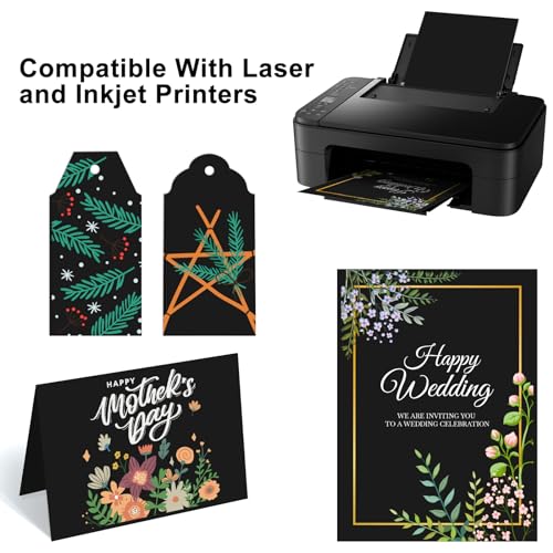 50 Sheets Black Cardstock Paper, Colored Printer Paper 8.5 x 11, Thick Construction Paper for Cards Making, Scrapbook,Office Printing, Invitations, Certificates,DIY Crafting 92 lb/250gsm