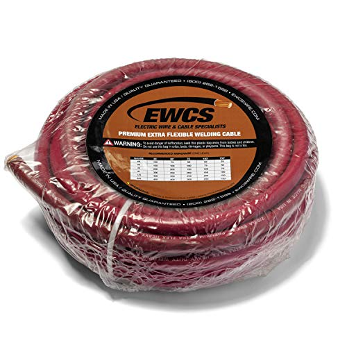 4/0 Gauge - 25 Feet Red - EWCS Brand 100% Copper Premium Industrial Grade Extra Flexible Welding Cable 600 Volt