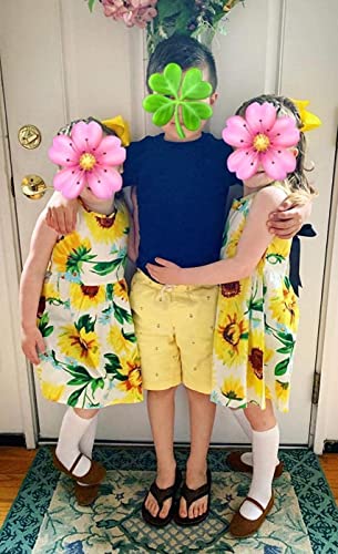 Girls Dress Kid Floral Sleeveless Cotton Sundress Summer Girl Clothes White Sunflower 2-3 Years