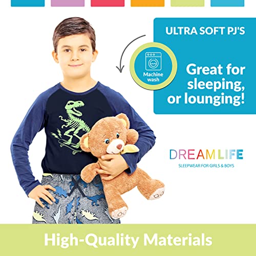 US Angels Dreamlife Boys Pajama Sleepwear Set, Super Soft and Cozy 2 Piece Long Sleeve Pants Set, Maroon, 8